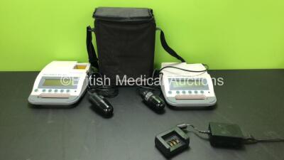 2 x Diagnostic Ultrasound BVI 300 Bladder Scanners with 2 x Probes, 2 x Batteries and 1 x Battery Charger in Carry Case (Both Power Up)