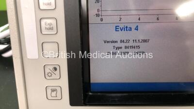 Drager Evita 4 Ventilator Type 8419415 Software Version 04.22 with Hoses-Running Hours 82603 *Mfd 2006 S/N ARXA-0294* - 3