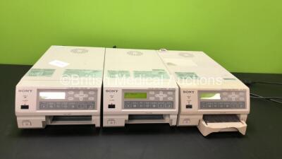 3 x Sony UP-21MD Color Video Printers (All Power Up, 2 with Missing Cassettes, 1 with Damaged Cassette-See Photo)