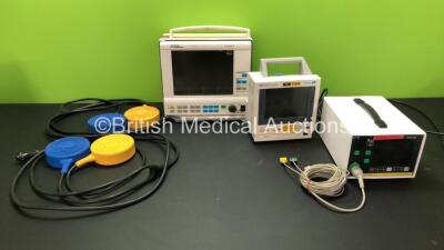 Mixed Lot Including 2 x Valleylab Footswitches, 1 x Datex Engstrom Compact Patient Monitor (Powers Up with Cracked Casing-See Photos) 1 x Hewlett Packard Viridia M3 Patient Monitor (Powers Up) 1 x HME Lifepulse Patient Monitor with 1 x 3 Lead ECG Lead (Po