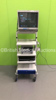 Stack Trolley with Sony Trinitron Monitor, Storz 201315 20 Xenon Nova Light Source, Storz 202120 20 telecam SL pal Camera Control Unit and Sony DVD Recorder (Powers Up)