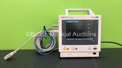 Hewlett Packard M3046A Viridia M3 Patient Monitor with 1 x Philips M3015A Module with CO2, Press and Temp Options, 1 x Hewlett Packard M3000A Module Including ECG/Resp, SpO2, NBP, Temp and Press Options with 1 x ECG Lead, 1 x NBP Lead and 1 x SpO2 Lead (P