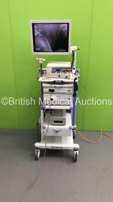 Olympus Stack Trolley with Advan Monitor, Olympus OES UHI-3 Insufflator, Olympus Visera Pro OTV-S7 Digital Processor, Olympus Visera Pro CLV-S40Pro Light Source, Olympus Connector Cable, Olympus OTV-S7 Pro HD Camera Head and Sony DVO-1000MD DVD Recorder (