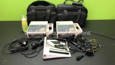 2 x EMS Therasonic 450 Dual Frequency Ultrasound Units with Transducers in Carry Bags (Both Power Up)