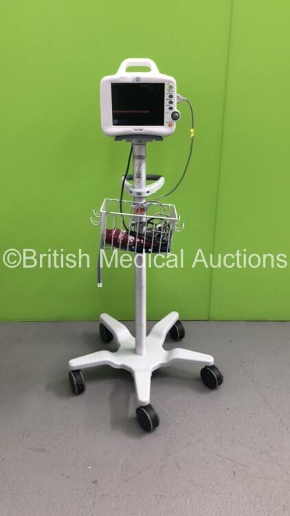 GE Dash 3000 Patient Monitor on Stand with SPO2, Temp/Co, NIBP and ECG Options (Powers Up)