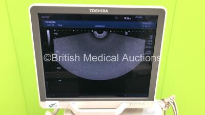 Toshiba Aplio 500 TUS-A500 Flat Screen Ultrasound Scanner *S/N T1E1323856* **Mfd 02/2013* Software Version V3.00*R002 with 4 x Transducers / Probes (PVT-661VT *Mfd 01/2007* / PVT-375BT *Mfd 2010* / PLT-1204BT *Mfd 03/2012* and PVT-674BT *Mfd 01/2006*) (Po - 2