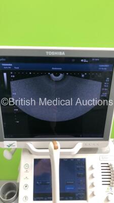 Toshiba Aplio 500 TUS-A500 Flat Screen Ultrasound Scanner *S/N T1E1323856* **Mfd 02/2013* Software Version V3.00*R002 with 4 x Transducers / Probes (PVT-661VT *Mfd 01/2007* / PVT-375BT *Mfd 2010* / PLT-1204BT *Mfd 03/2012* and PVT-674BT *Mfd 01/2006*) (Po - 10