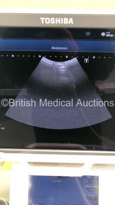 Toshiba Aplio 500 TUS-A500 Flat Screen Ultrasound Scanner *S/N T1E1323856* **Mfd 02/2013* Software Version V3.00*R002 with 4 x Transducers / Probes (PVT-661VT *Mfd 01/2007* / PVT-375BT *Mfd 2010* / PLT-1204BT *Mfd 03/2012* and PVT-674BT *Mfd 01/2006*) (Po - 13