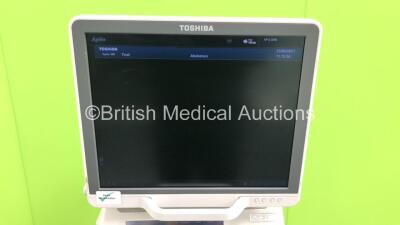 Toshiba Aplio 500 TUS-A500 Flat Screen Ultrasound Scanner *S/N T1E132824* **Mfd 02/2013** Software Version AB_V5.00*R204 with Mitsubishi P93 Printer (Powers Up - Small Marks to Trims) - 2