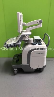 Toshiba Aplio 500 TUS-A500 Flat Screen Ultrasound Scanner *S/N T1E132824* **Mfd 02/2013** Software Version AB_V5.00*R204 with Mitsubishi P93 Printer (Powers Up - Small Marks to Trims) - 9