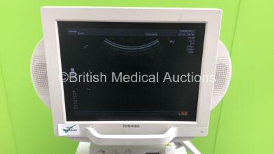 Toshiba Nemio XG SSA-580A Flat Screen Ultrasound Scanner *S/N E3C06Z3140* **Mfd 12/2006* with 2 x Transducers / Probes (PVM-651VT *Mfd 12/2013* and PVM-375AT *Mfd 12/2016*) and Mitsubishi P93 Printer (Powers Up - Small Marks to Trims) - 2