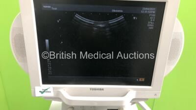 Toshiba Nemio XG SSA-580A Flat Screen Ultrasound Scanner *S/N E3C06Z3140* **Mfd 12/2006* with 2 x Transducers / Probes (PVM-651VT *Mfd 12/2013* and PVM-375AT *Mfd 12/2016*) and Mitsubishi P93 Printer (Powers Up - Small Marks to Trims) - 6