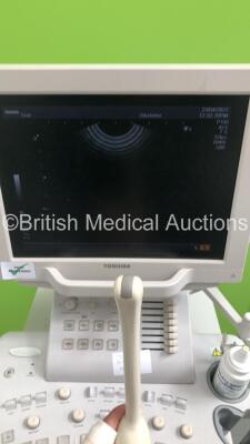 Toshiba Nemio XG SSA-580A Flat Screen Ultrasound Scanner *S/N E3C06Z3140* **Mfd 12/2006* with 2 x Transducers / Probes (PVM-651VT *Mfd 12/2013* and PVM-375AT *Mfd 12/2016*) and Mitsubishi P93 Printer (Powers Up - Small Marks to Trims) - 7