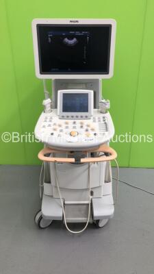 Philips iU22 Flat Screen Ultrasound Scanner on G.1 Cart *S/N B00PRM* **Mfd 02/2011** Software Version 6.0.5.10 with 3 x Transducers / Probes (C10-3v / L9-3 and C5-1) (Powers Up)