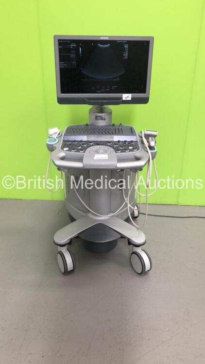 Siemens Acuson S2000 HELX Flat Screen Ultrasound Scanner Model No 10041461 *S/N 210450* **Mfd 2014** Software Version 500.1.074 with 3 x Transducers / Probes (6C1 HD / 18L6 HD and 9L4) (Powers Up - Marks and Scuffs to Lower Trims)