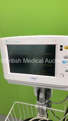 2 x Datex-Ohmeda S/5 Patient Monitors on Stands with NIBP,SpO2 and ECG+Resp Options,2 x BP Hoses,2 x SpO2 Finger Sensors and 2 x 3-Lead ECG Cables (Both Power Up) - 7