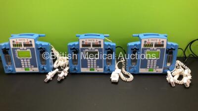 3 x Carefusion Alaris SE Infusion Pumps with 5 x IVAC 180 Flow Sensors *All Mfd 2014* *135208086 / 135208092 / 135220320*