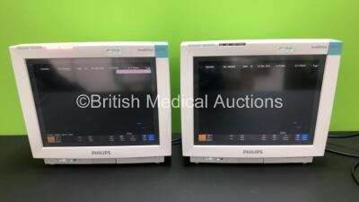 2 x Philips IntelliVue MP70 Touch Screen Patient Monitors Software Version H.15.41 - H.15.41 *Mfd 2012 -2012* (Both Power Up with Some Missing Casing - See Photo)) *DE843B5112 - DE843B5110*