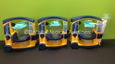 3 x LSU Laerdal Suction Units with 3 x Cups and 3 x Lids (All Power Up) *79021293469 - 78361189078 - 78041293724*