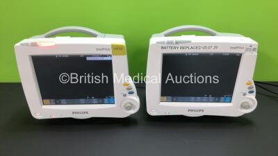 2 x Philips Intellivue MP30 Touch Screen Patient Monitors Version M.04.05-19 / M.04.05-19 (Both Power Up with Missing Casing Piece - See Photo) *Mfd 2010 / 2010* **DE72873182 - DE72873299**