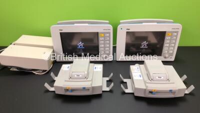 2 x Drager Infinity Delta Patient Monitors Software Version VF8.2-W with 2 x Power Units and 2 x Drager Docking Stations *Mfd Both 2008* (Both Power Up) *6000615874 - 6000529370