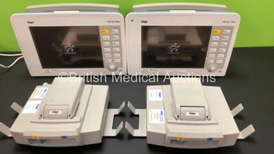 2 x Drager Infinity Delta Patient Monitors Software Version VF8.2-W with 2 x Drager Docking Stations *Mfd Both 2008* (Both Power Up with Stock Supply - Not Included) *6000461478 - 6000466375*