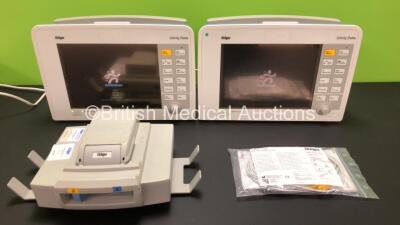 2 x Drager Infinity Delta Patient Monitors Software Version VF8.2-W with 1 x Drager Docking Station and 1 x Drager 6-Lead ECG Cable *Mfd Both 2008* (Both Power Up with Stock Supply - Not Included) *6000464181 - 6000445772*