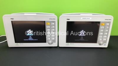 2 x Drager Infinity Delta Patient Monitors Software Version VF8.2-W - VF9.0.1-W *Mfd Both 2008 / 2014* (Both Power Up with Stock Supply - Not Included) *6000487575 - 6006905576*