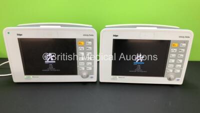 2 x Drager Infinity Delta Patient Monitors Software Version VF8.2-W *Mfd Both 2008* (Both Power Up with Stock Supply - Not Included) *6000492676 - 6000466874*