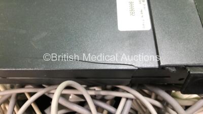 Job Lot Including 1 x Datex-Ohmeda M-ESTPR Multiparameter Module with T1, T2, P1, P2, ECG + Resp and SPO2 Options, 1 x Datex-Ohmeda M-REC Printer Module, 1 x Datex-Ohmeda Blank Module (Damaged Casing - See Photo) and Various Patient Monitoring Cables - 4