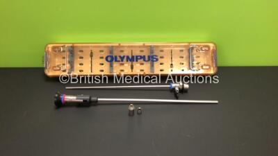 Olympus A4674A 30 Degree Rigid Hysteroscope with Olympus A4770 Sheath in Olympus Case - Engineer's Report : Optical System - No Fault Found, Insertion Tube - No Fault Found, Light Transmission - No Fault Found