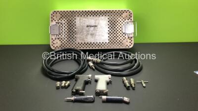 Job Lot Including 1 x deSoutter Medical MultiDrive Handpiece, 1 x deSoutter MultiDrive MPZ-400 Handpiece, 1 x SV-200 Sagittal Saw Attachment, 1 x DZ-450 Drill Attachment, 1 x EPV-220 Handpiece, 1 x Blade Wrench, 3 x 9950 Washing Caps, 1 x Chuck Key and 2 