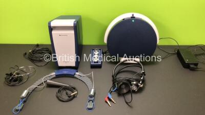 Aurical HIT 1082 Hearing Instrument Test Box with Aurical Aud Fitting Audiometer and Aurical FreeFit Hearing Aid Fitter with Telephonics Headset and Accessories *Mfd 2012-08* (Powers Up)