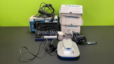 Mixed Lot Including 1 x Keeler Otoscope / Ophthalmoscope Set in Case, 1 x Universal Dial Dual Quartz Halogen Light Source, 1 x Welch Allyn Indirect Ophthalmoscope, 2 x BP Meters with Cuffs and Hoses and 4 x Medtronic MyCareLink Patient Monitors *YDM440929