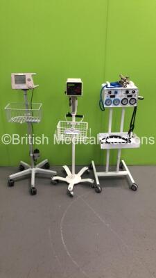 Mixed Lot Including 1 x Anetic Aid APT MK 3 Tourniquet on Stand with Hoses,1 x Criticare Systems Inc 506DXNT Patient Monitor on Stand and 1 x Nellcor Puritan Bennett Patient Monitor on Stand (Both Power Up)