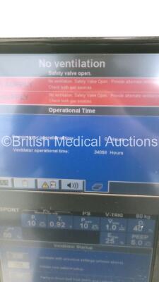 Nellcor Puritan Bennett 840 Ventilator System Software Version 4-070000-85-AB Running Hours 34058 on Stand with Hoses (Powers Up) - 3