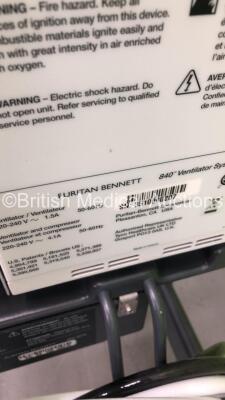 Nellcor Puritan Bennett 840 Ventilator System Software Version 4-070000-85-AB Running Hours 34058 on Stand with Hoses (Powers Up) - 7