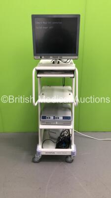 Olympus Compact Trolley Including Olympus OEV191 Monitor and Zeiss MediLive Camera Control Unit (Powers Up) * SN 7822044 *