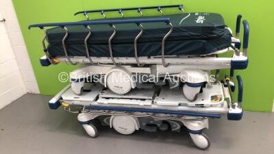 2 x Stryker Hydraulic Patient Trolleys with Mattresses (Hydraulics Tested Working) * Stock Photo Taken *
