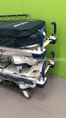 2 x Stryker Hydraulic Patient Trolleys with Mattresses (Hydraulics Tested Working) * Stock Photo Taken * - 2