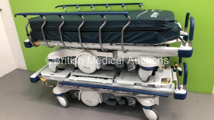 2 x Stryker Hydraulic Patient Trolleys with Mattresses (Hydraulics Tested Working) * Stock Photo Taken *