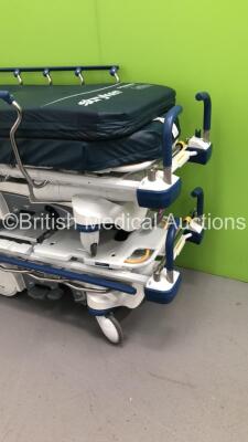 2 x Stryker Hydraulic Patient Trolleys with Mattresses (Hydraulics Tested Working) * Stock Photo Taken * - 2