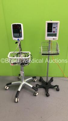 1 x Datascope Accutorr Plus Vital SIgns Monitor on Stand and 1 x Mindray VS-800 Vital Signs Monitor on Stand with SPO2 Finger Sensor and BP Hose (Both Power Up) *S/N BY-12125152 / A734263-C4*