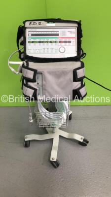 Pulmonetic Systems LTV 1000 Ventilator on Stand with Hoses and Charging Pack (Powers Up) *S/N A25325* **Mfd 12/2008**