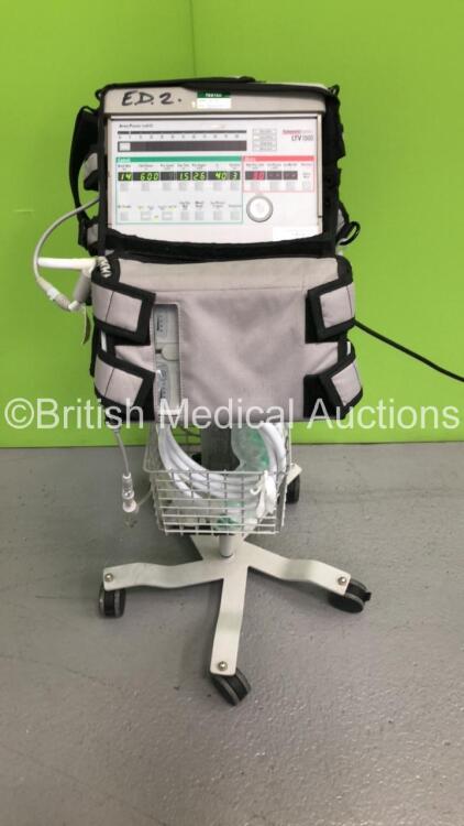 Pulmonetic Systems LTV 1000 Ventilator on Stand with Hoses and Charging Pack (Powers Up) *S/N A25325* **Mfd 12/2008**