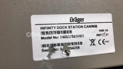 2 x Drager Infinity Delta XL Patient Monitors with HemoMed 1, Aux/Hemo 2, Aux/Hemo 3, NBP and MultiMed Options, 2 x AC Power Supplies and 2 x Docking Stations (Both Power Up with 1 x Damaged Casing - See Photo) *6000538271 - 6004401678* - 9