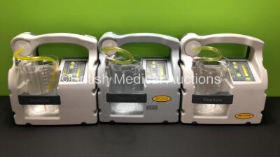 3 x Oxylitre PSP002 Petite Elite Portable Suction Units with 3 x Serres Cups (All Power Up) *20150003 - 10989051 - 11042006*