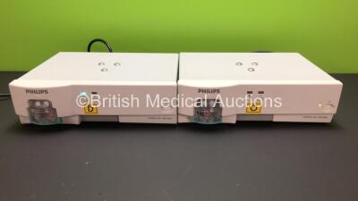 2 x Philips IntelliVue G5 - M1019A Anaesthetic Gas Modules with Water Traps *Mfd 2012 - 2012* (Both Power Up) *ASDJ-0176 - ASDJ-0170*