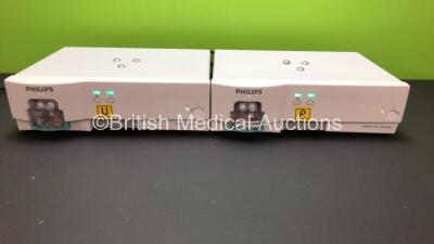 2 x Philips IntelliVue G5 - M1019A Anaesthetic Gas Modules with Water Traps *Mfd 2012 - 2012* (Both Power Up) *ASDJ-0172 - ASDJ-0173*