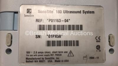 SonoSite 180 Ultrasound System *Mfd 2000* (Untested due to No Power Supply) with 1 x L38 10-5 MHz Transducer - Probe *Mfd 2005* (Damage to Probe Head - See Photo) - 4